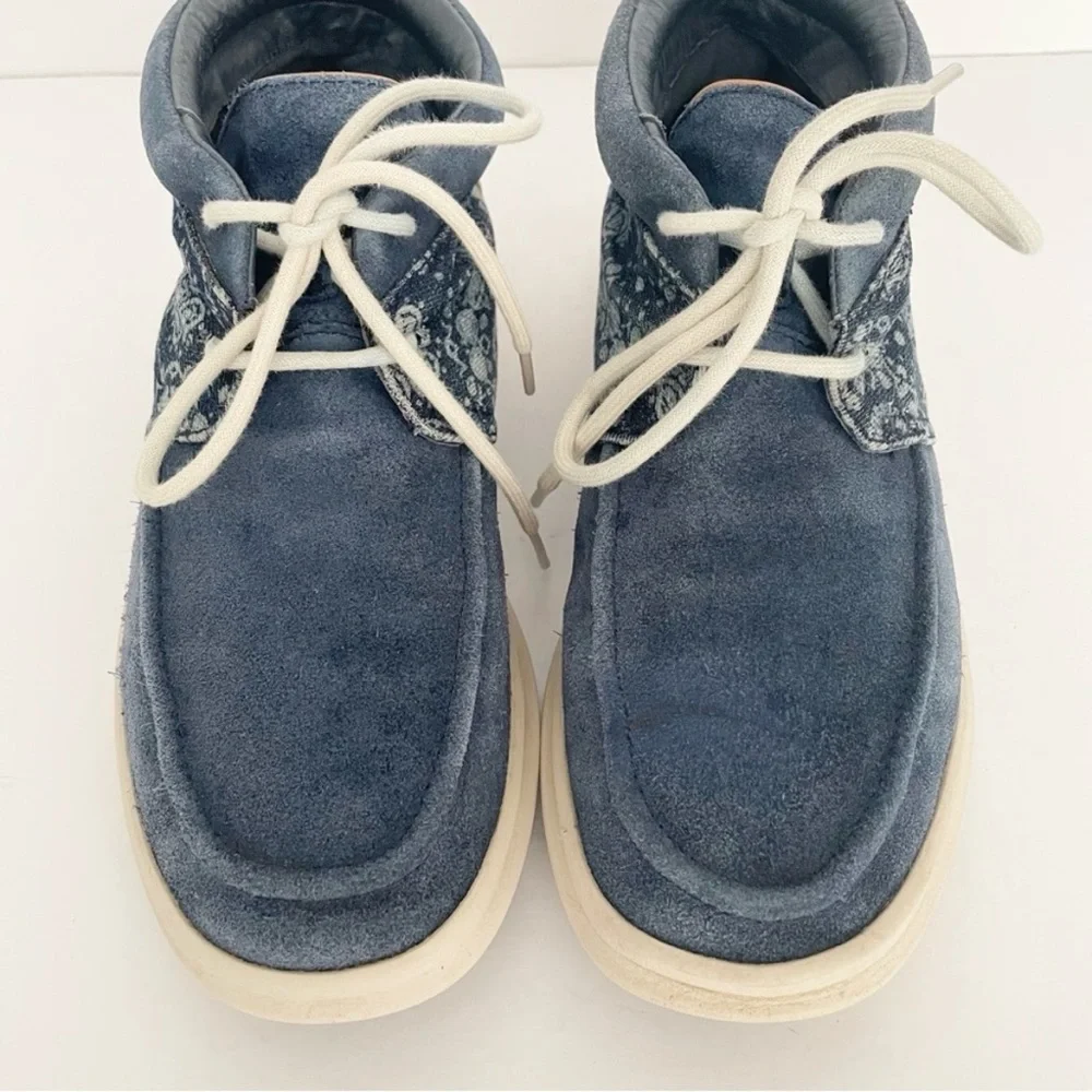 UGG Hulman Bandana Blue Suede Denim Leather Chukka Ankle Sneakers Shoes